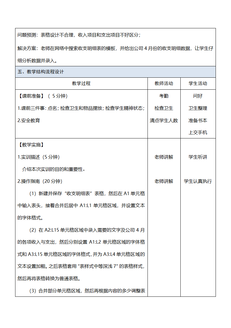 中职《Office办公软件应用（慕课版）》（人邮版·2023） 课题12-实训——制作“收支明细表”表格  教案（表格式）.doc第2页