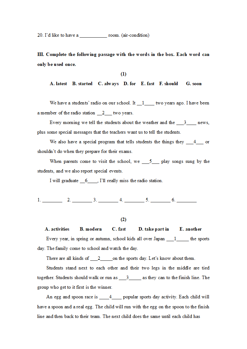 牛津上海版英语 七年级下学期Module 3 The natural elements Unit 8语法和词汇练习（无答案）.doc第7页