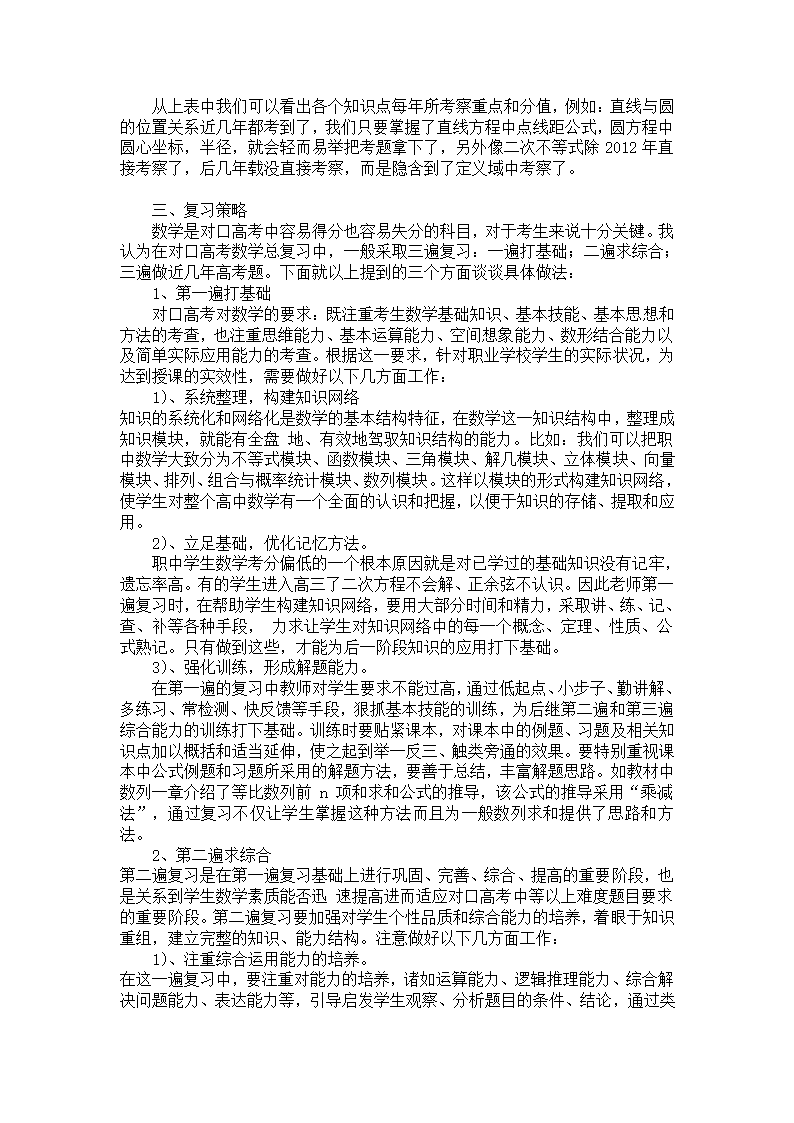 对口高考试题分析第2页