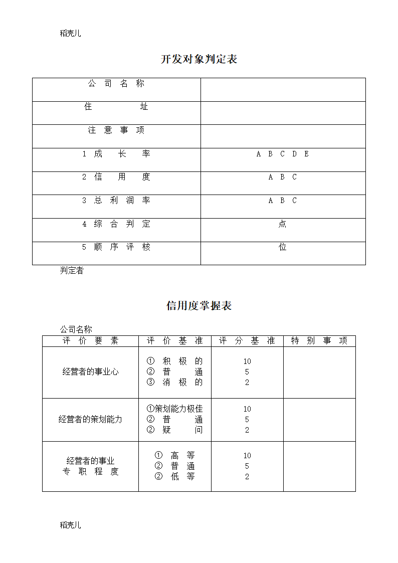 营销管理-市场开发类表格.doc第3页