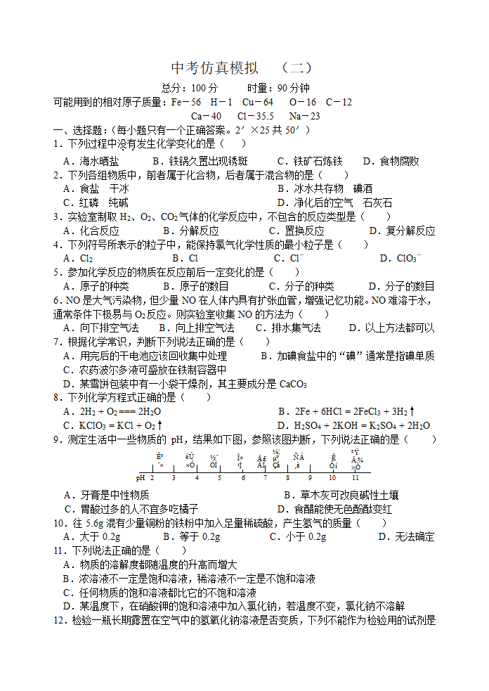 中考化学仿真模拟.doc