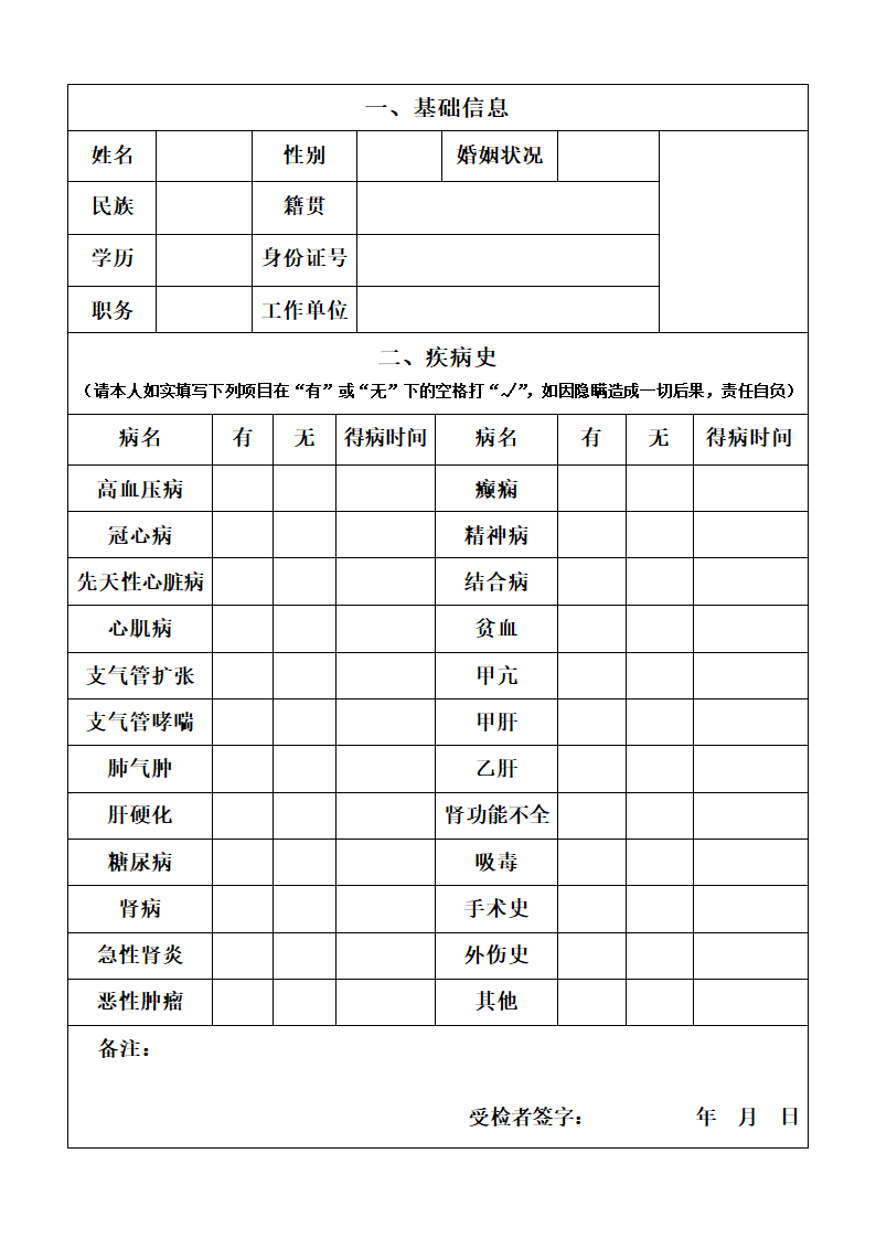 医院体检表模板.docx第2页