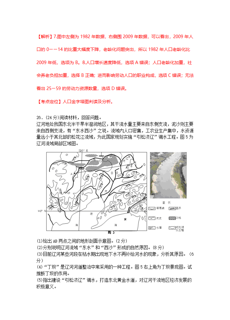 2012年山东高考文综地理试题高清解析版第5页