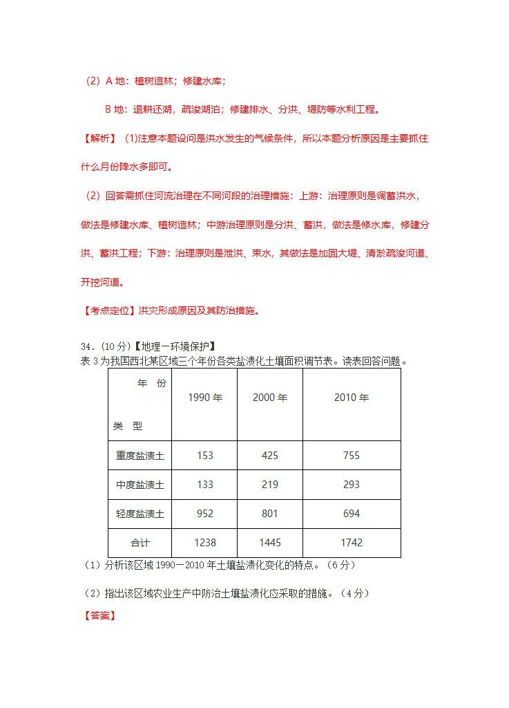 2012年山东高考文综地理试题高清解析版第10页