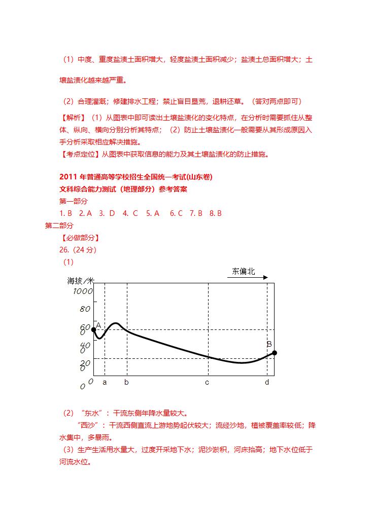 2012年山东高考文综地理试题高清解析版第11页