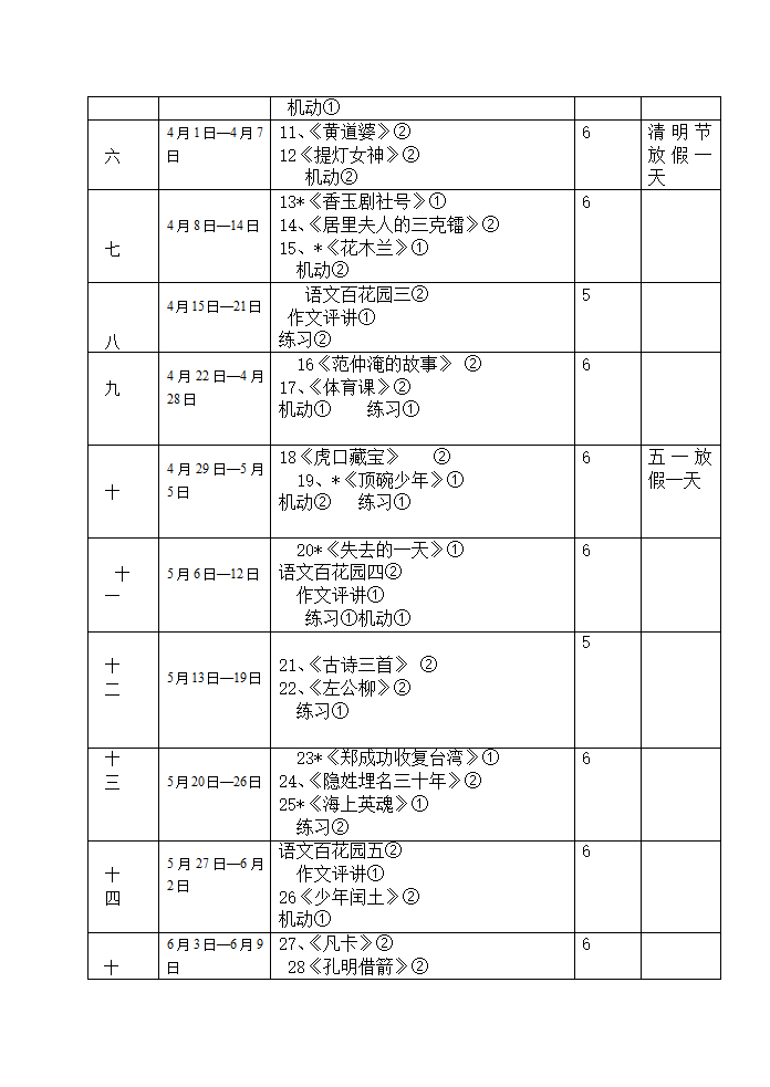 语文教学计划五年级第二学期.doc第7页