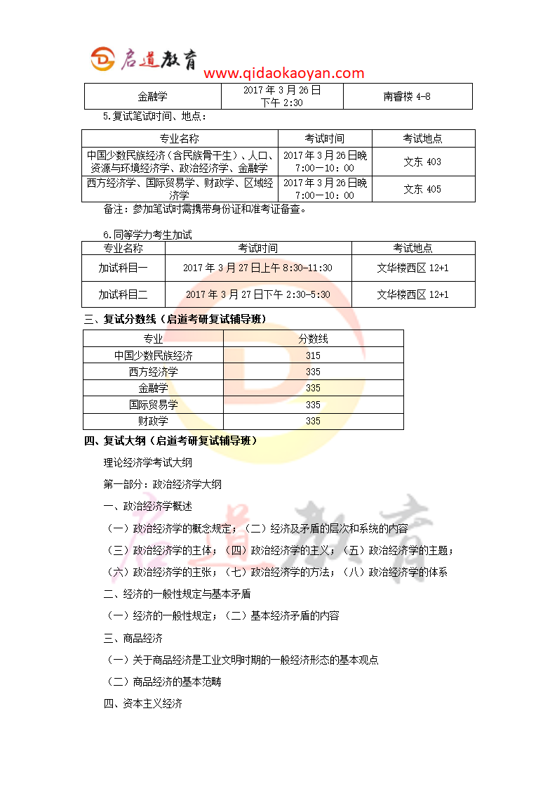 2018中央民族大学经济学院考研复试通知复试时间复试分数线复试经验第4页