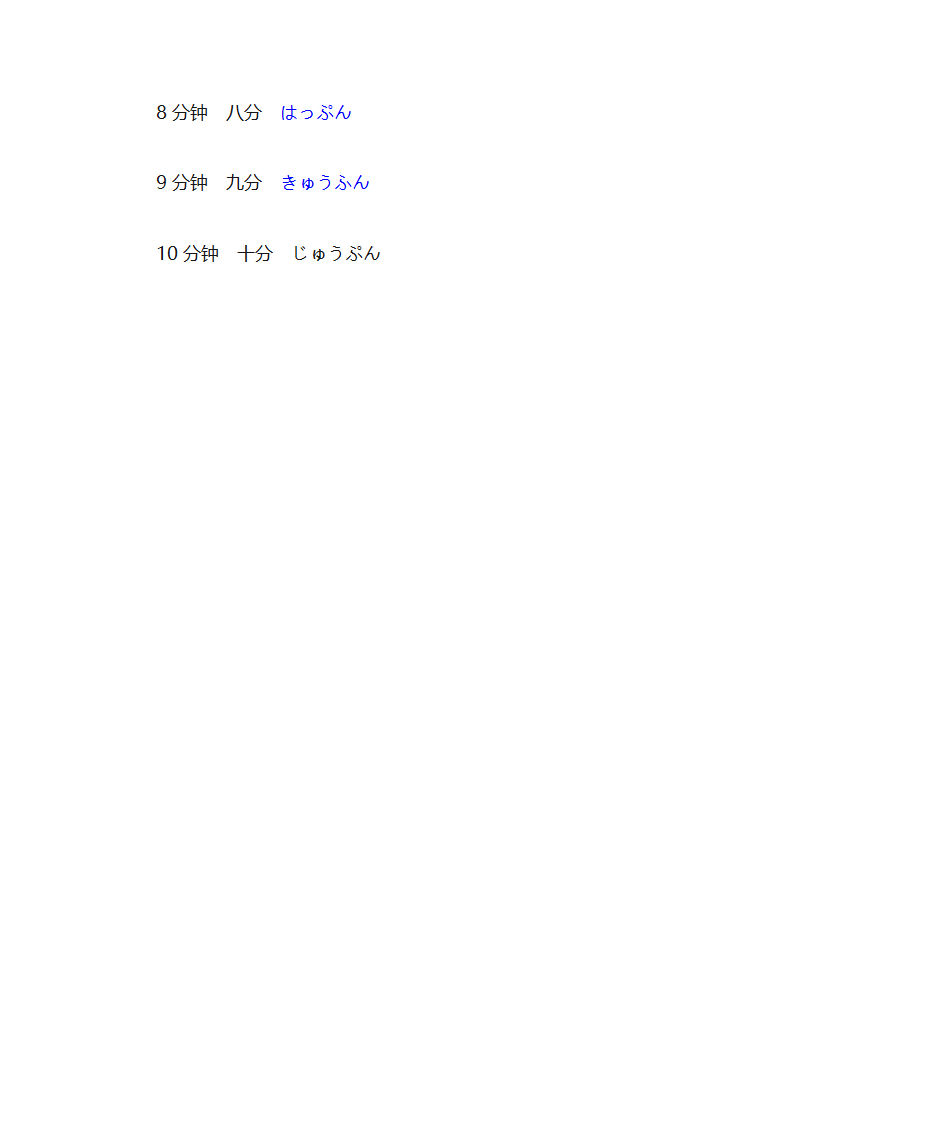 日语中时间的表示-时间(几个小时、几分钟)第3页