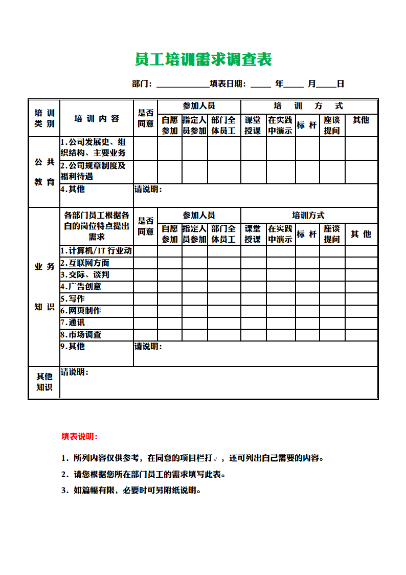 员工培训需求调查表.doc第1页