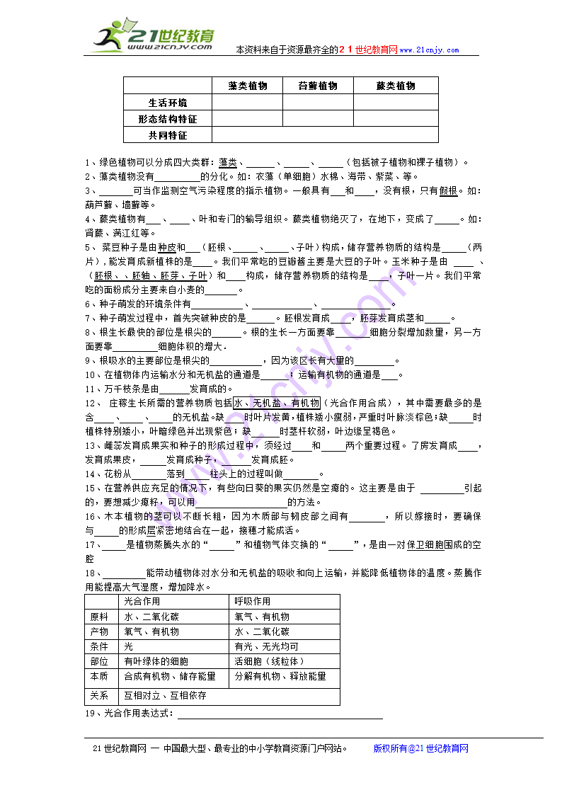 七年级生物上册填空题训练.doc第2页