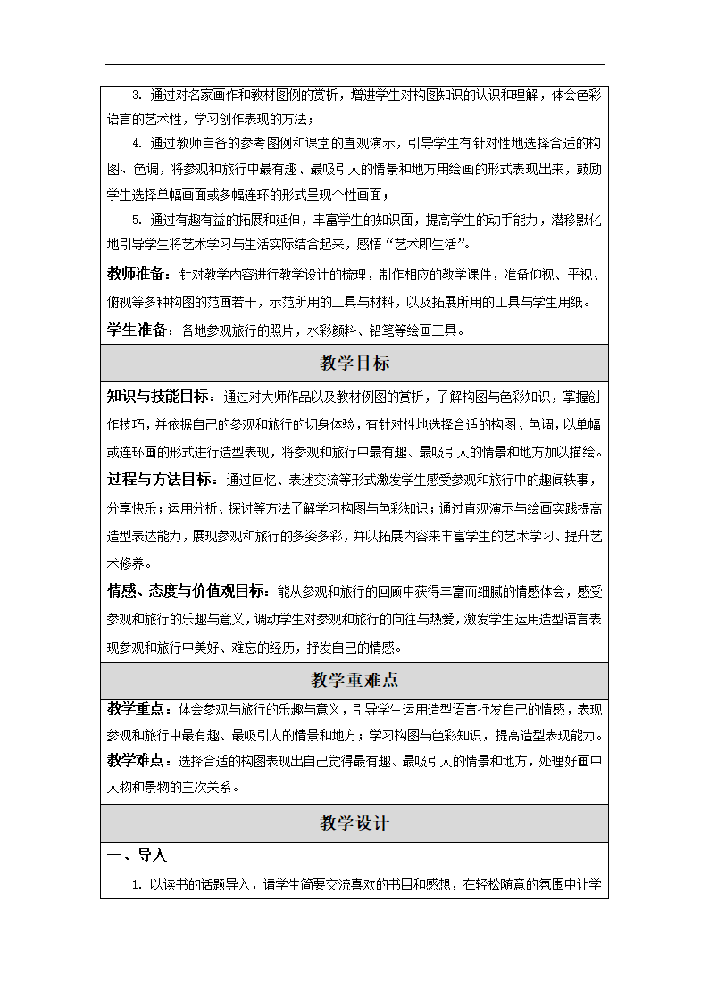 五年级上册美术教案- 1 参观和旅行  苏少版.doc第2页