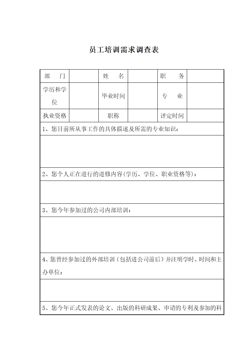 员工培训需求调查表.docx第1页