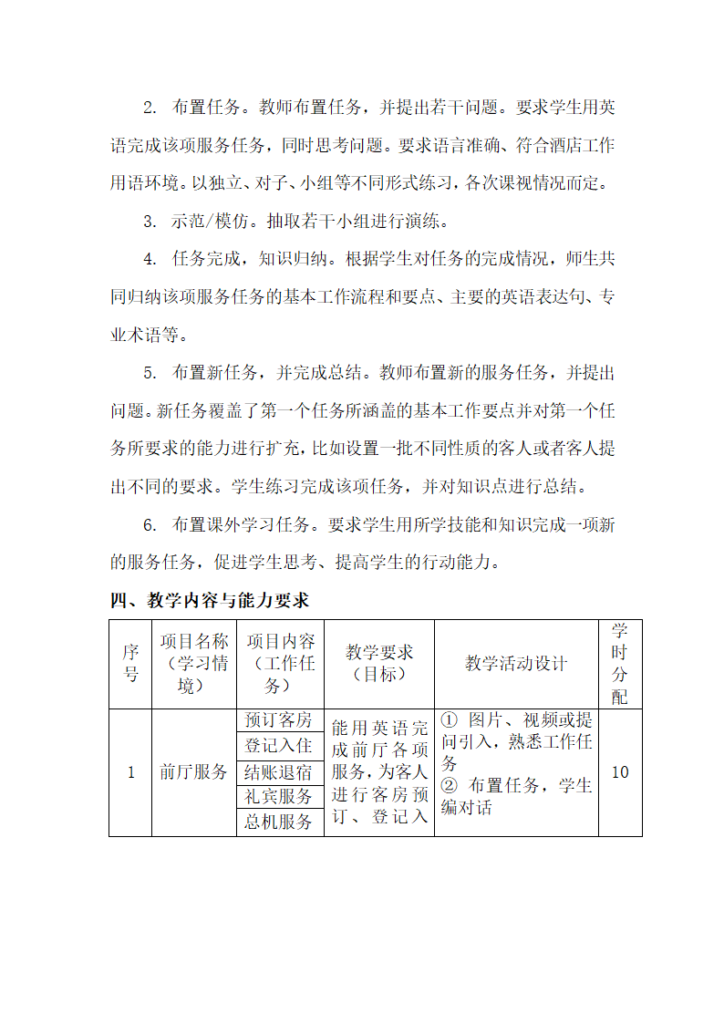 《酒店服务英语》课程标准.doc第4页