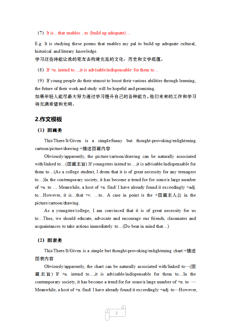 英语四级写作常用句式和模板.docx第2页