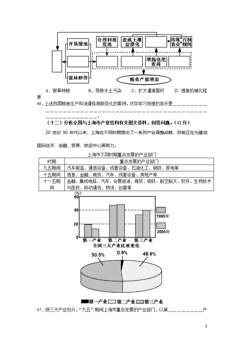 2007上海高考地理卷第8页