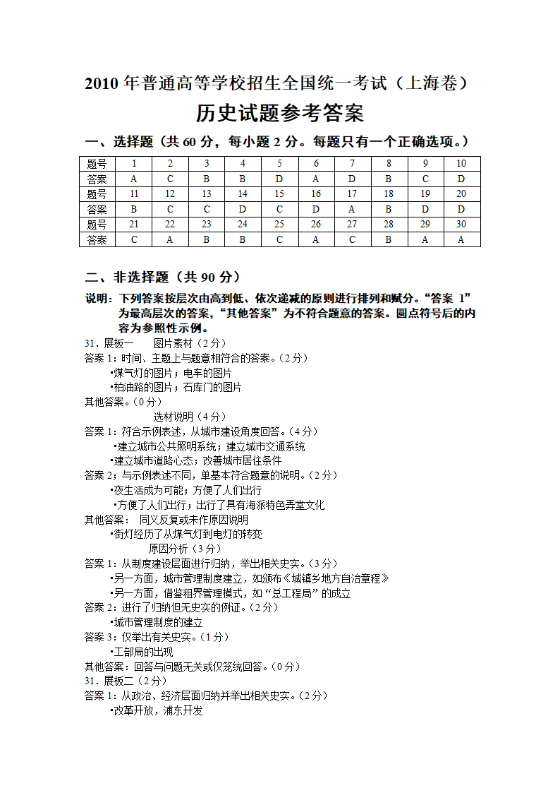 2010年上海高考历史卷第8页