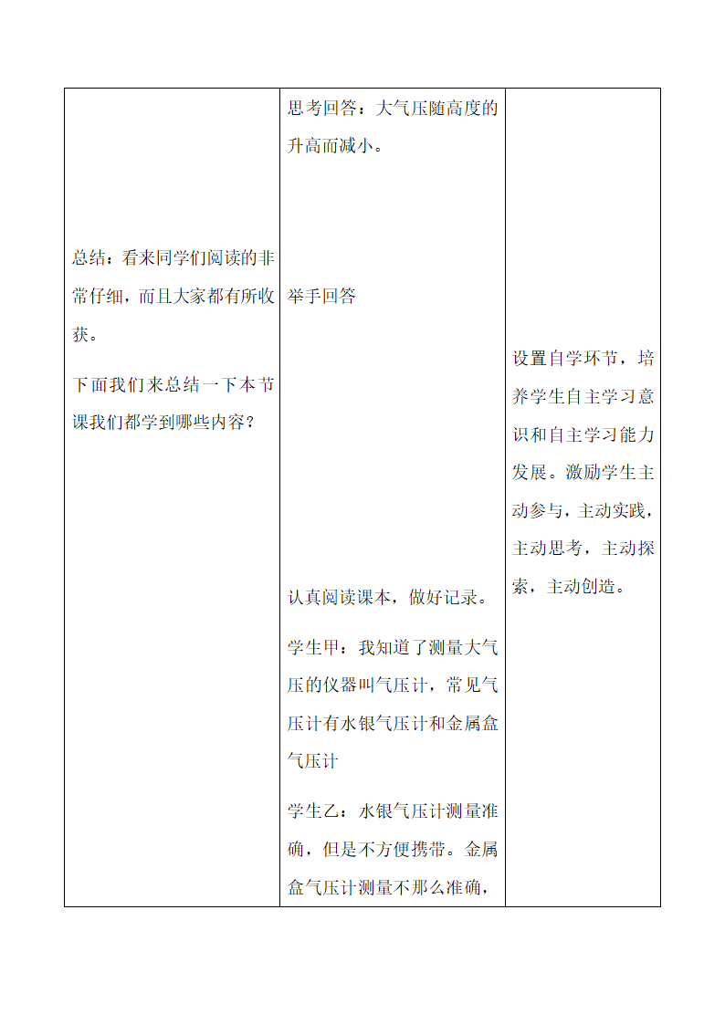 鲁教版八年级物理下册教案-7.4 大气压强.doc第11页