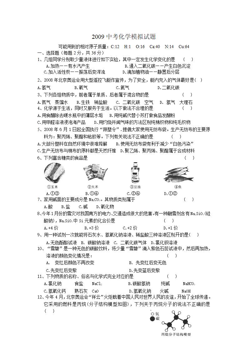 初三化学中考模拟试题5.doc第1页