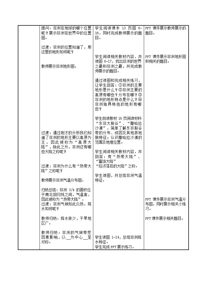 湘教版地理七年级下册 6.2非洲 教案（表格式）.doc第2页