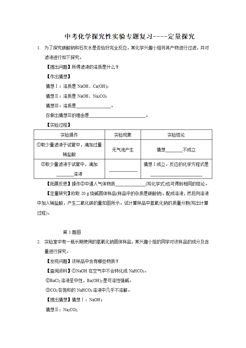 中考化学探究性实验专题复习----定量探究.doc