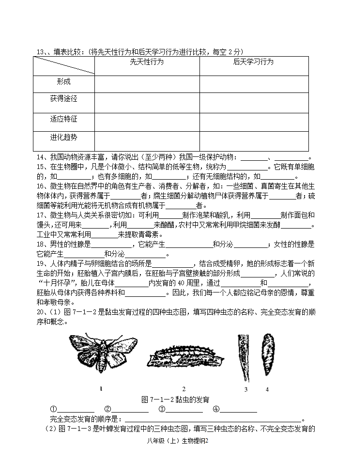 八年级(上)生物期末提纲.doc第2页