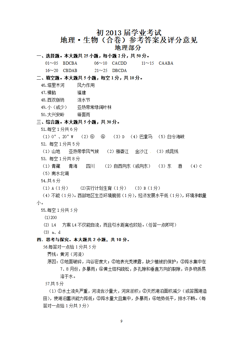 四川省攀枝花市2012年毕业考试地理试题.doc第9页