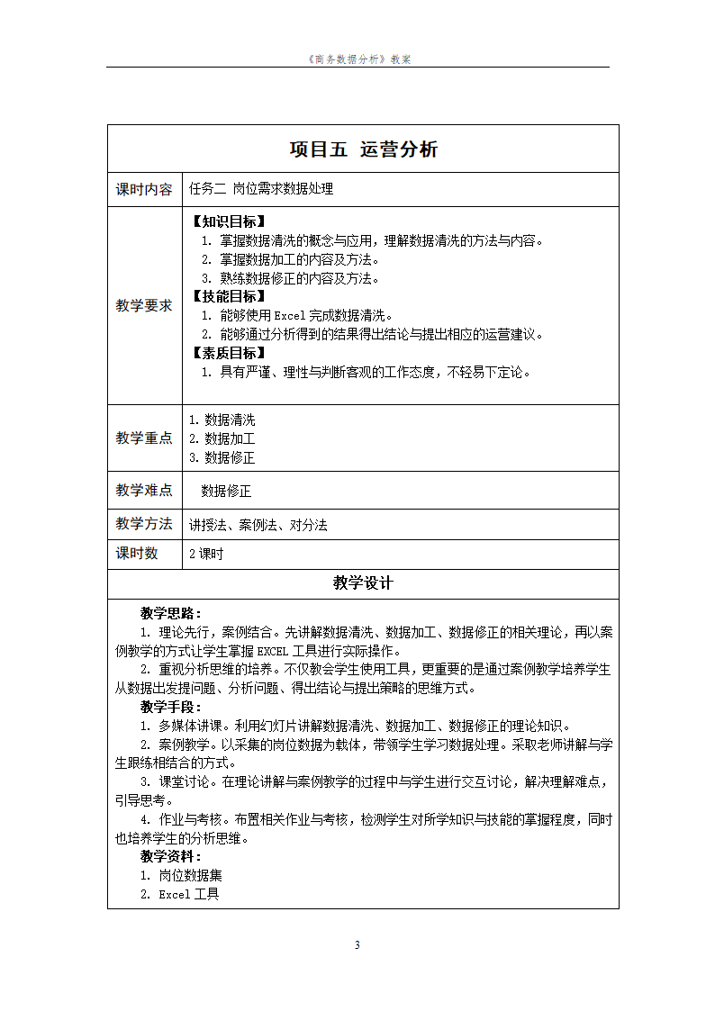 项目1岗位需求分析 教案（表格式）《商务数据分析》（高教版）.doc第3页