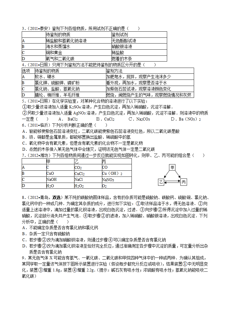 中考化学专题复习    物质的检验与推断.doc第3页