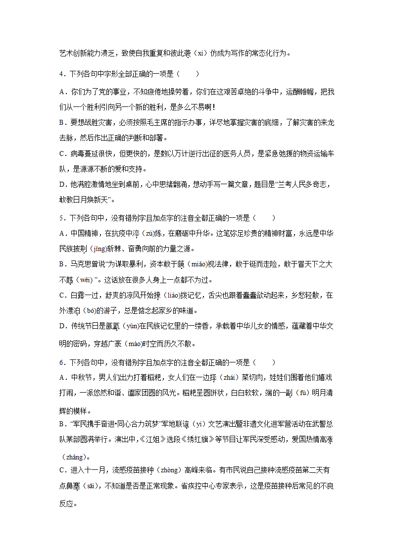 高考语文字形专项训练题（含解析）.doc第2页