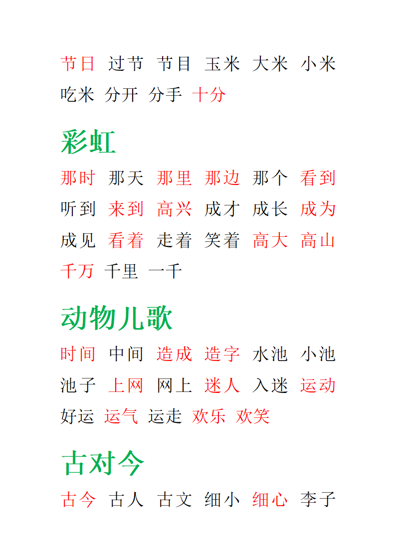 部编版一年级语文下册期末复习-田字格组词.doc第6页