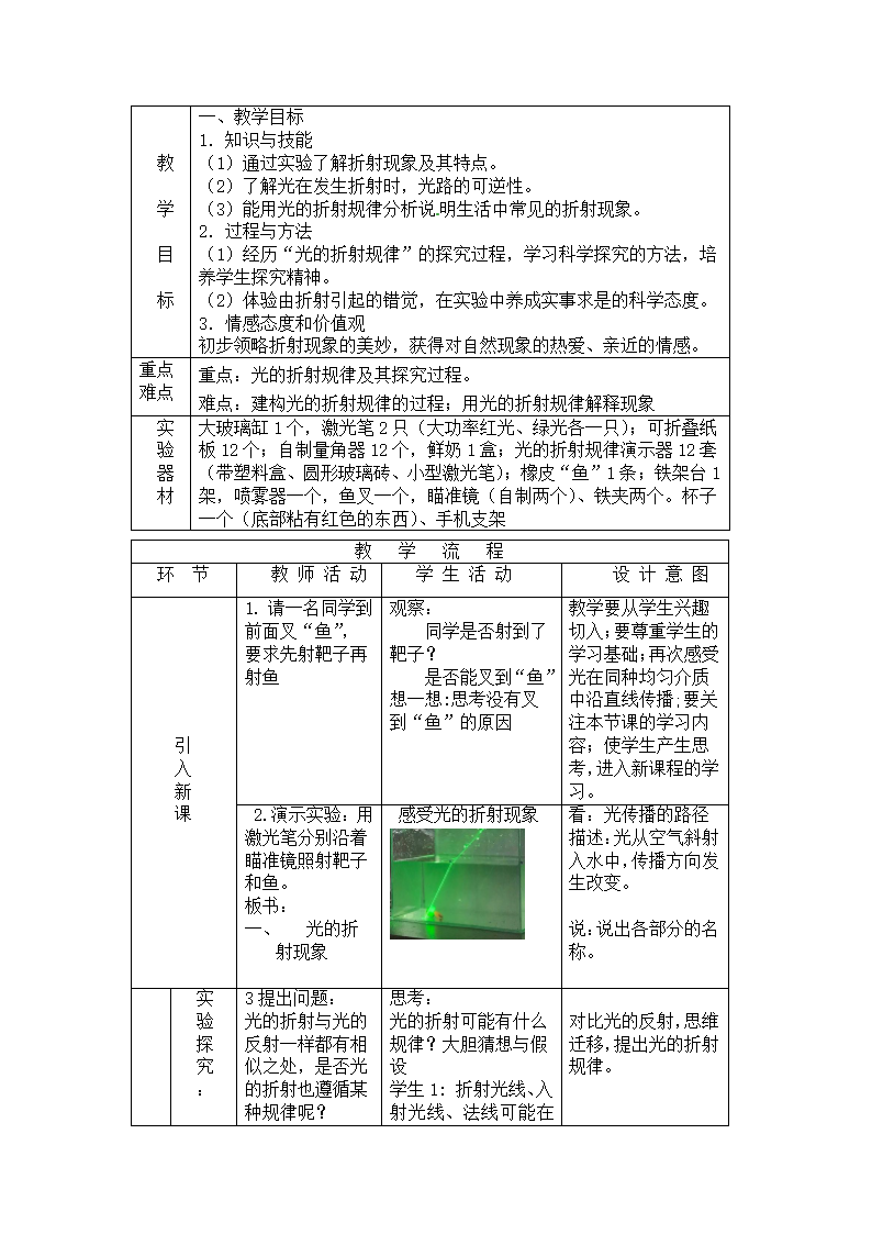 粤教版八年级上册物理  3.4探究光的折射规律 教案.doc第2页