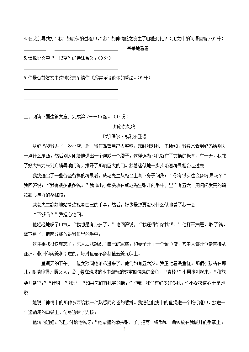 中考语文专项集训24小说阅读（C卷）.doc第3页