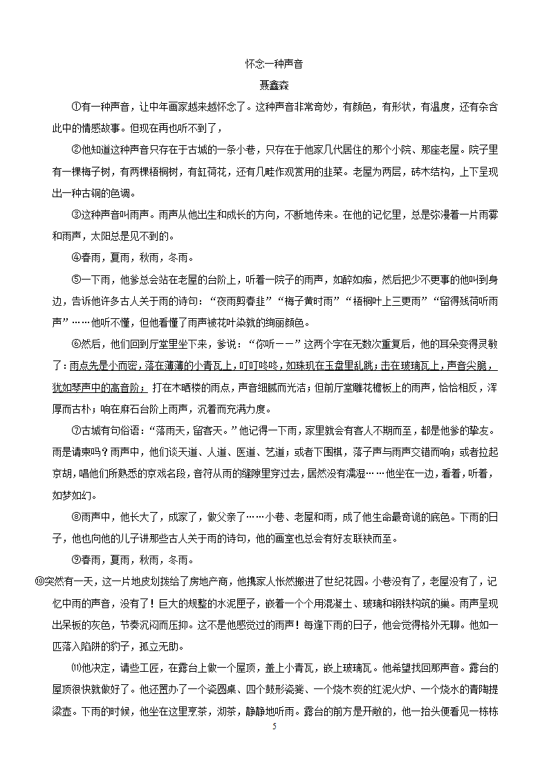 中考语文专项集训24小说阅读（C卷）.doc第5页