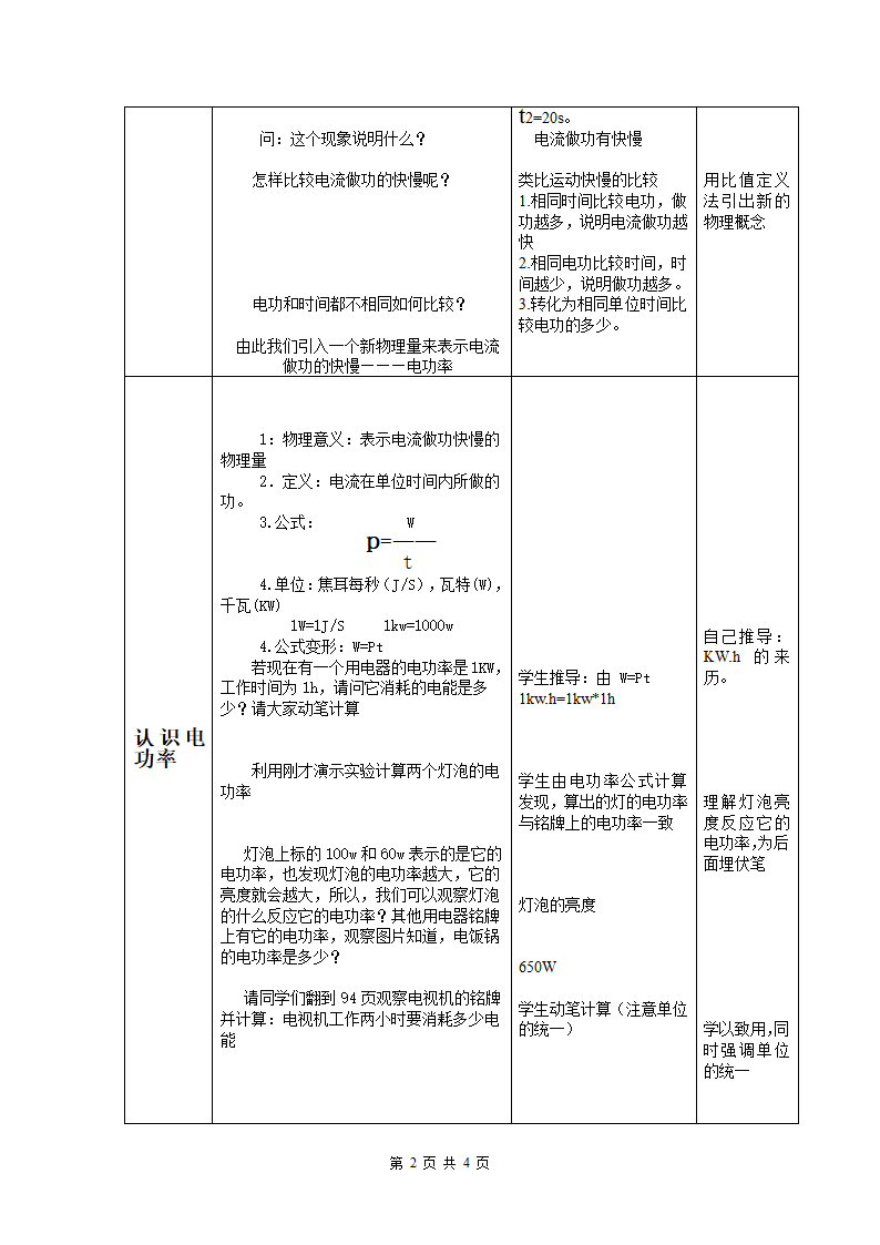 教科版九年级上册物理 6.2电功率 教案.doc第2页