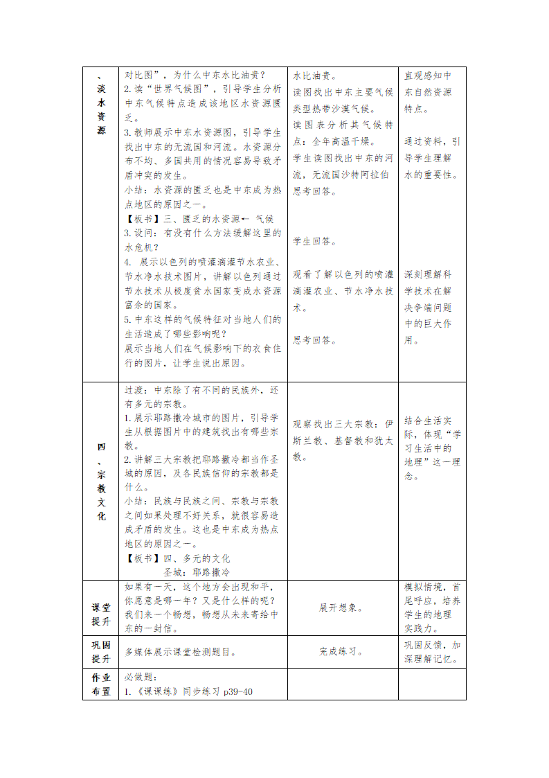 中图版地理八年级下册 6.2中东  教案（表格式）.doc第3页