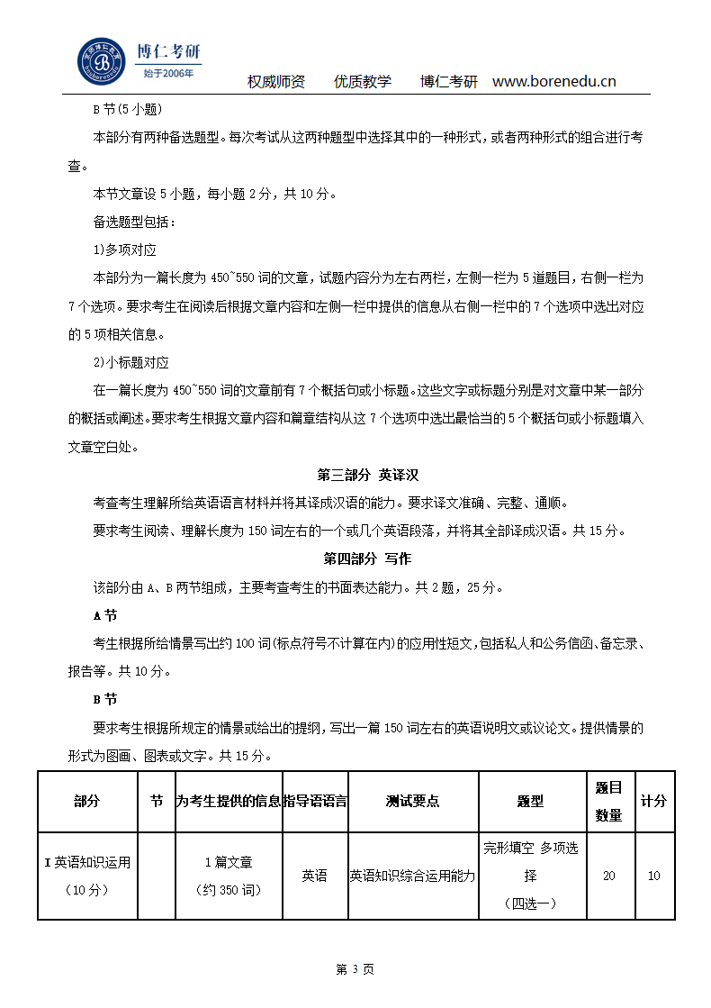 2017年考研英语(二)考试大纲第3页