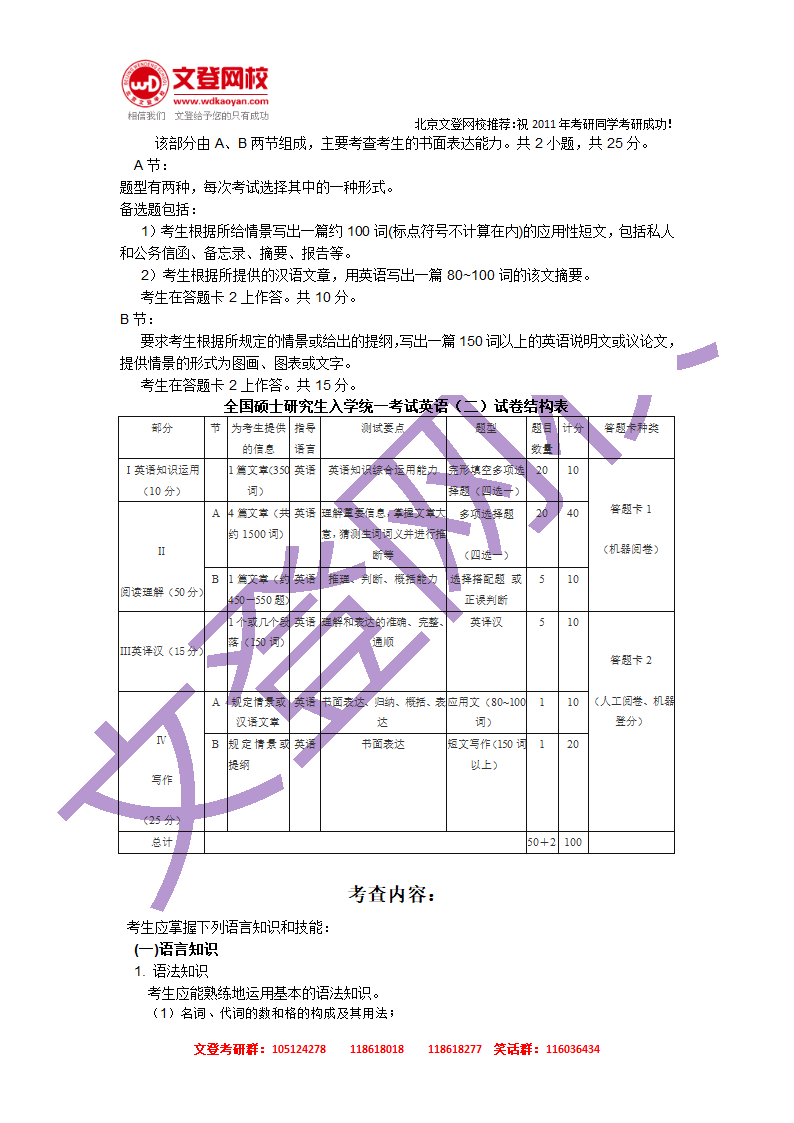 2011年考研英语大纲(二)第2页