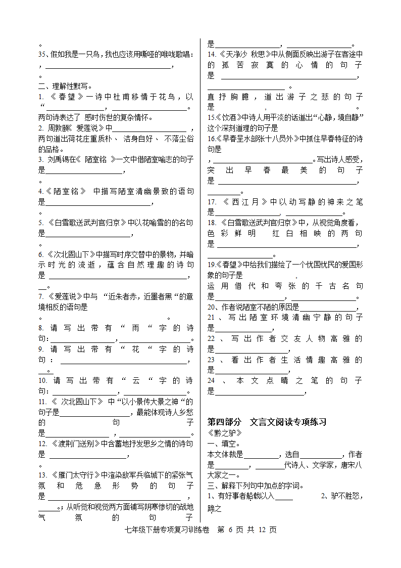 语文版七年级下册专项复习训练卷.doc第6页