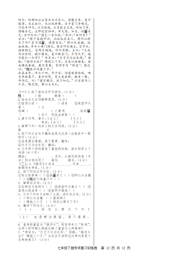 语文版七年级下册专项复习训练卷.doc第12页