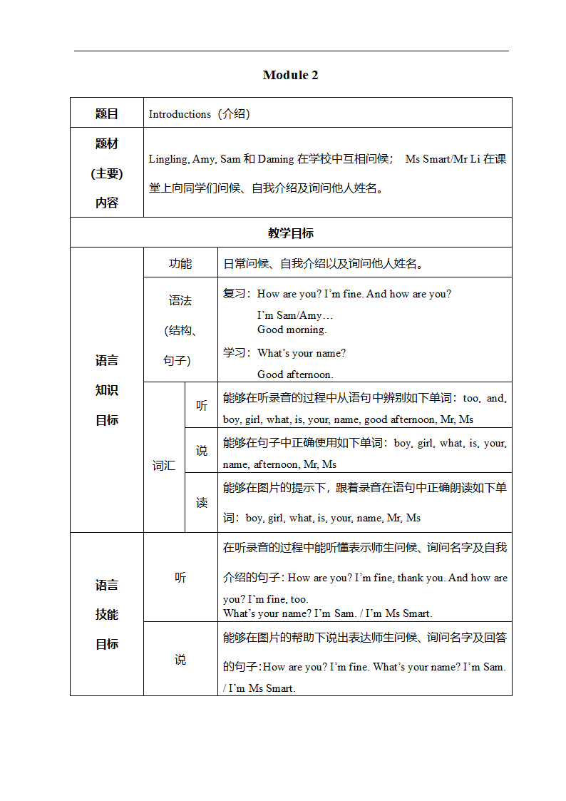 三年级英语上册Module 2 Unit 1教案.doc第1页