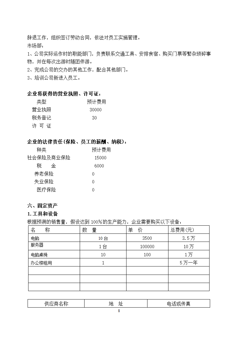 大学生旅行社创业计划书(电子模板).doc第8页