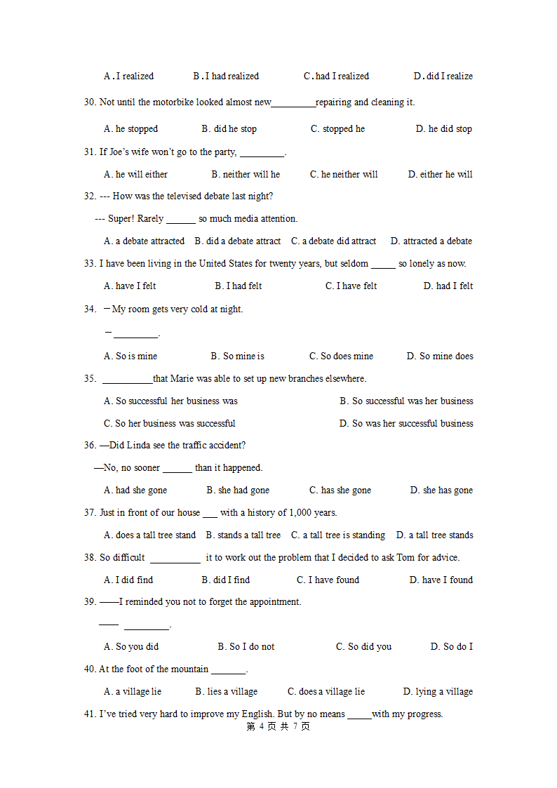 高考英语倒装句专项练习（含答案）.doc第4页