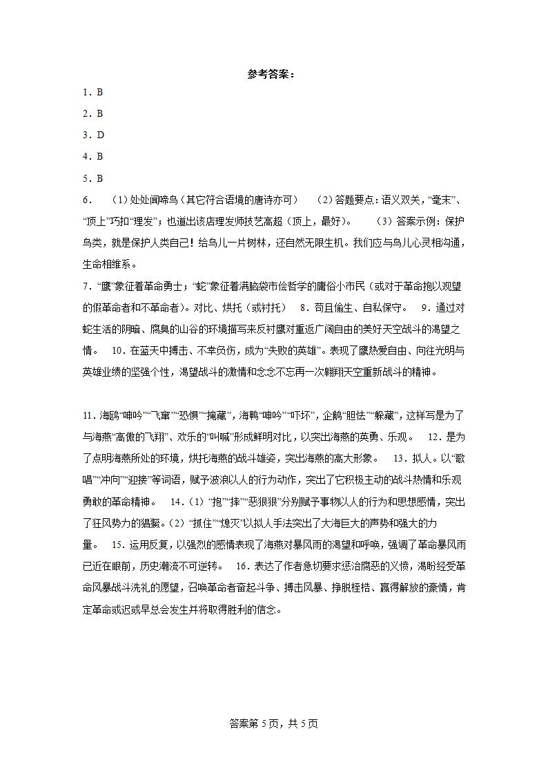 第二周作业部编版语文九年级下册（含答案）.doc第5页