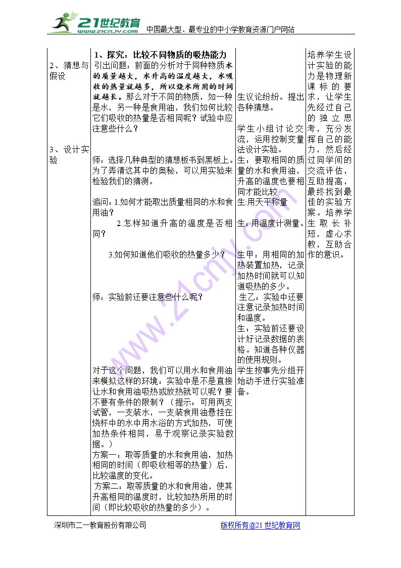 人教版九年级物理全一册 13.3比热容 教案2.doc第2页