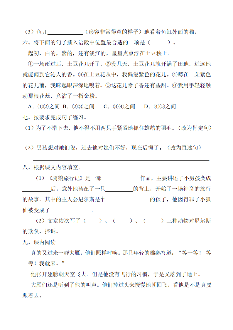 双减课后分层练习 6.骑鹅旅行记（提升卷有答案）.doc第2页