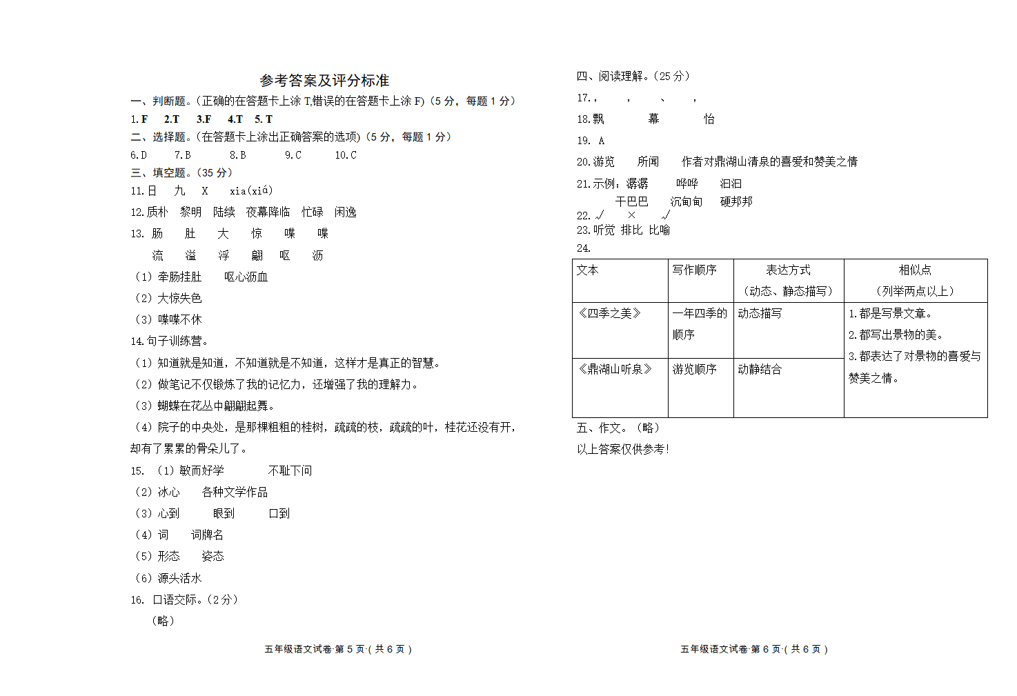 部编版五年级语文上册第七、八单元试卷（含答案）.doc第3页