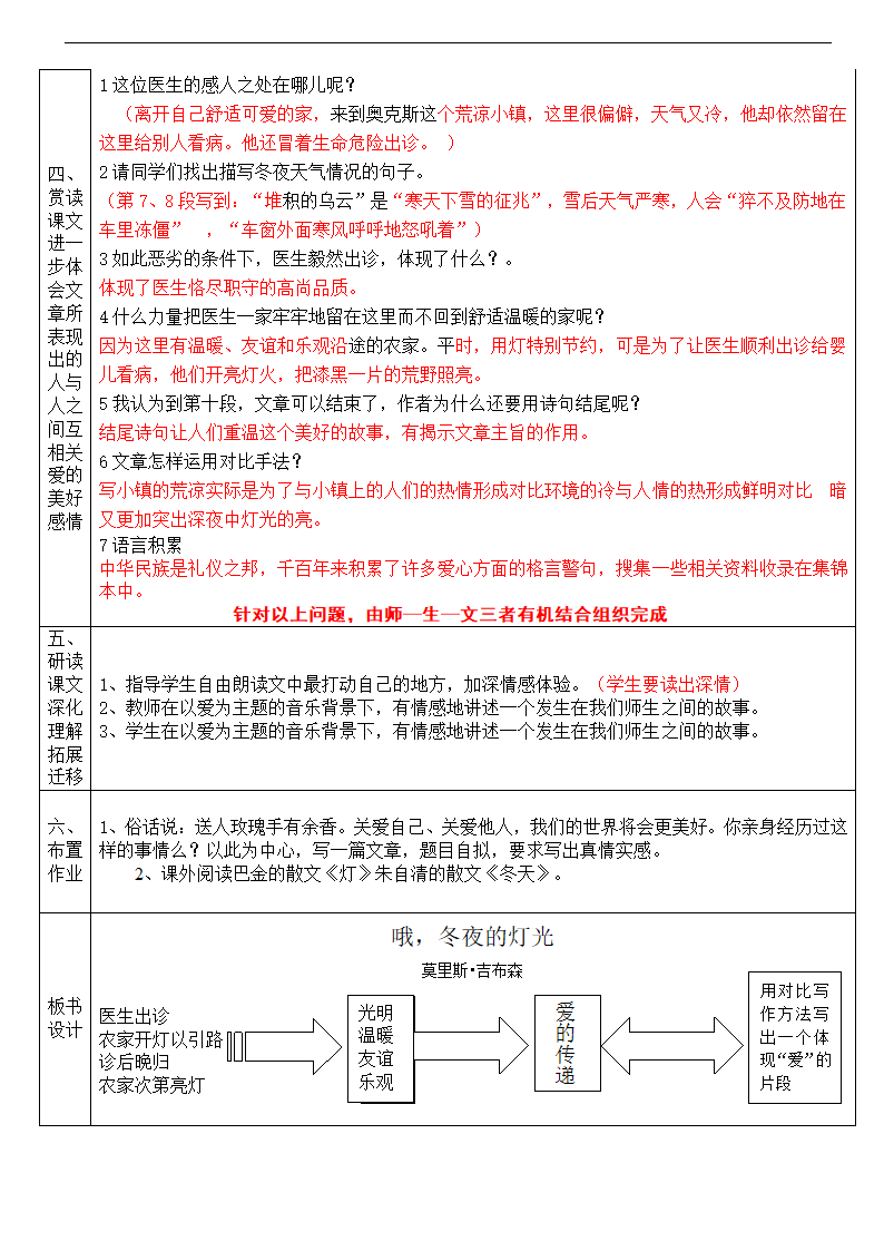 语文六年级上鲁教版2.9《冬夜的灯光》教学教案.doc第4页