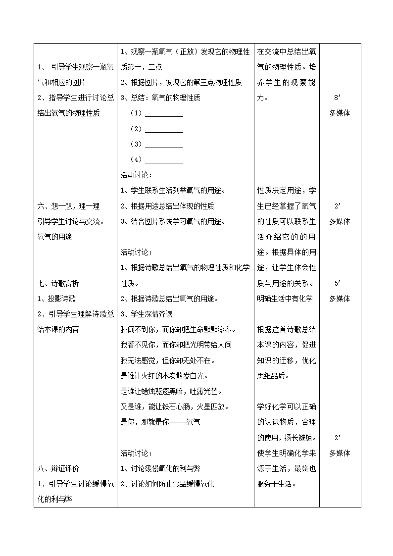 沪教版九上化学 2.1性质活泼的氧气  教案.doc第3页