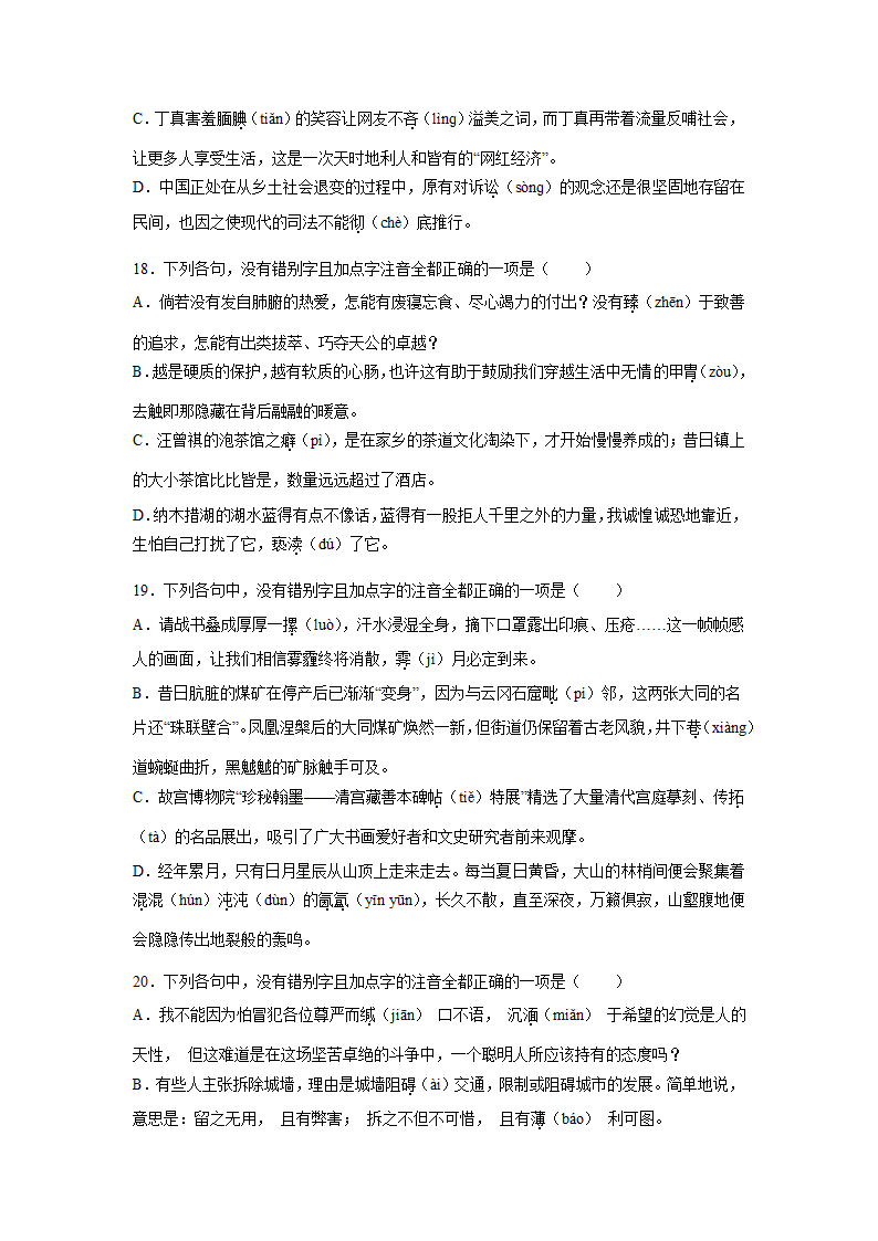 高考语文字音专项训练题（含解析）.doc第5页