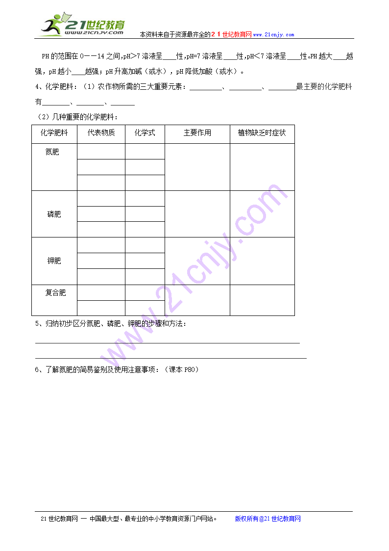 人教版化学复习学案：酸、碱、盐.doc第4页